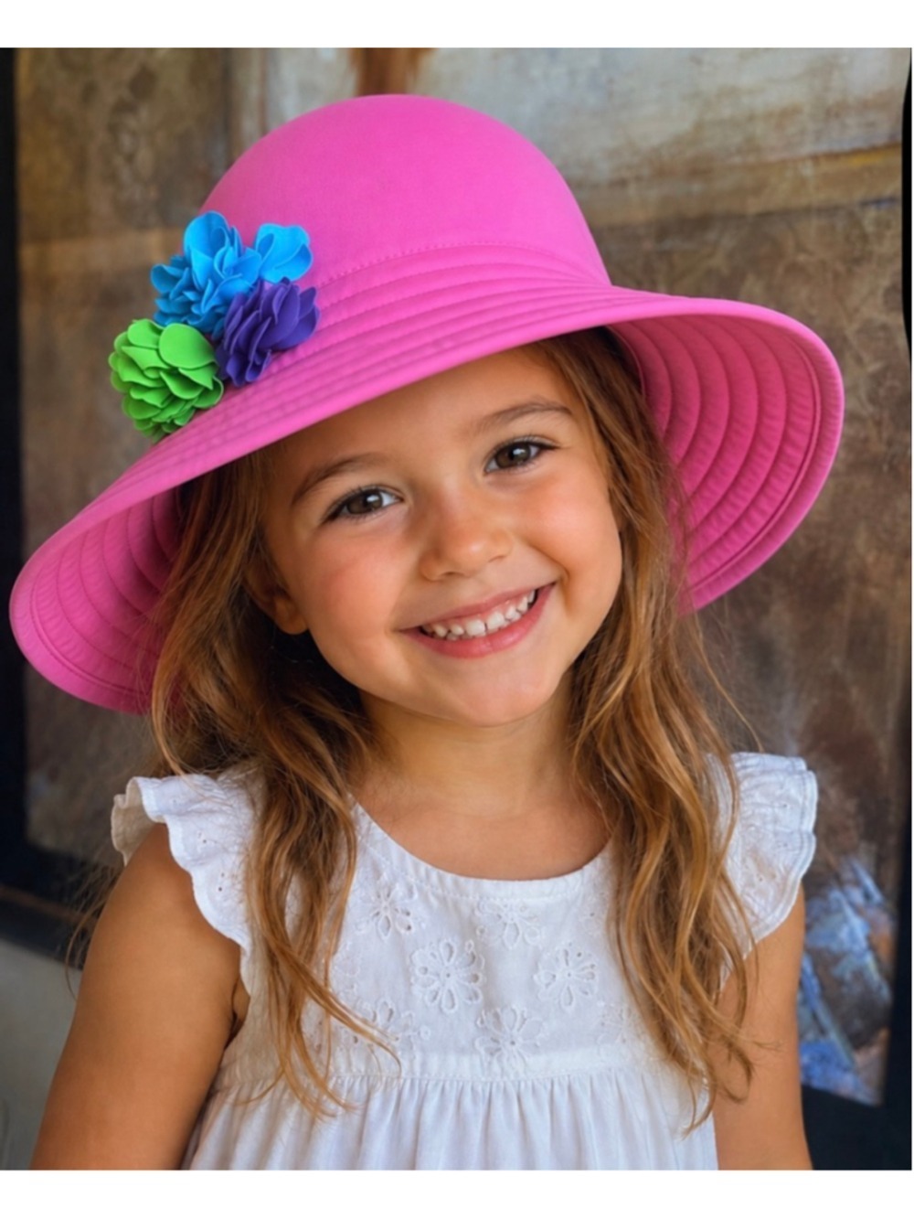 New Girls Hanna Andersson Pink Multicolor Floral Sun Hat M